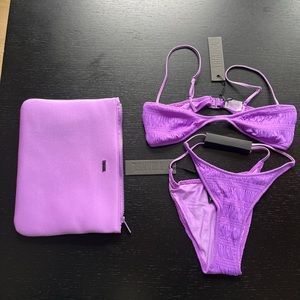 Purple Triangl Scrunchy Swimsuit Bikini